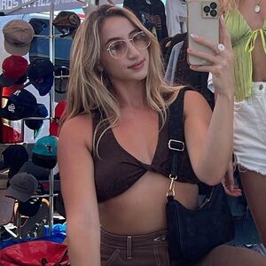 knotted brown crop top